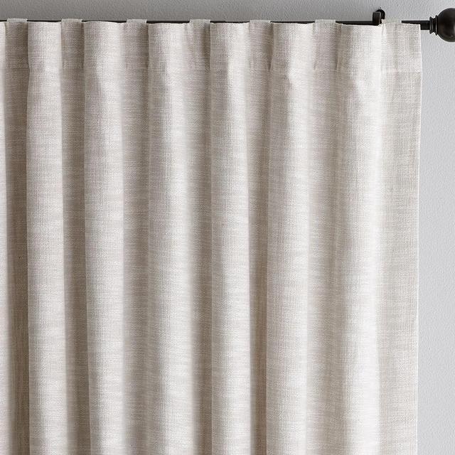 Seaton Textured Cotton Rod Pocket Curtain, 50 x 96", Neutral