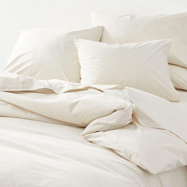 Crisp Cotton Percale Natural King Duvet Cover