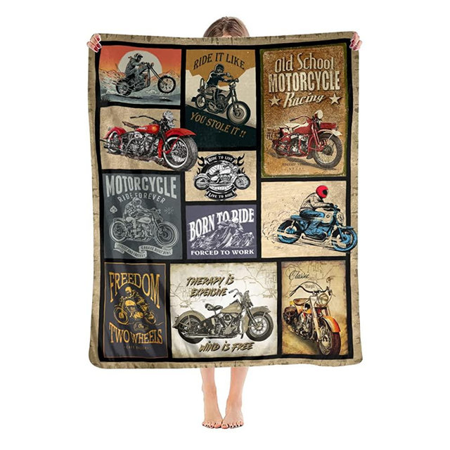 Motorcycle Gifts for Men and Women Throw Blanket for Couch Sofa Bed Plush Throw Fleece Blanket Soft Cozy Bedding for Kids and Adults Bedroom Size 50"x40"