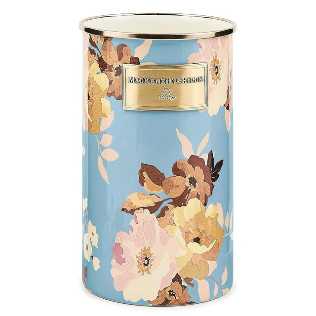 MACKENZIE-CHILDS Enamel Utensil Holder, Stylish Kitchen Countertop Organizer, Wild Rose Slate