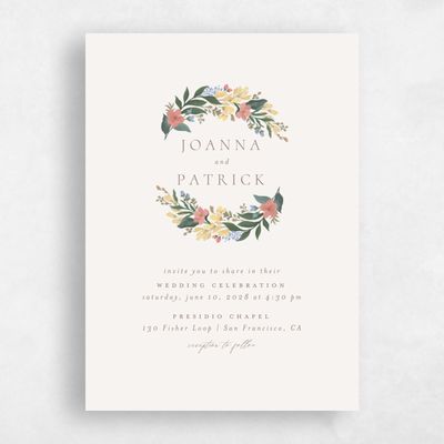 Coral, Pink Wedding Invitation - Souci Wreath