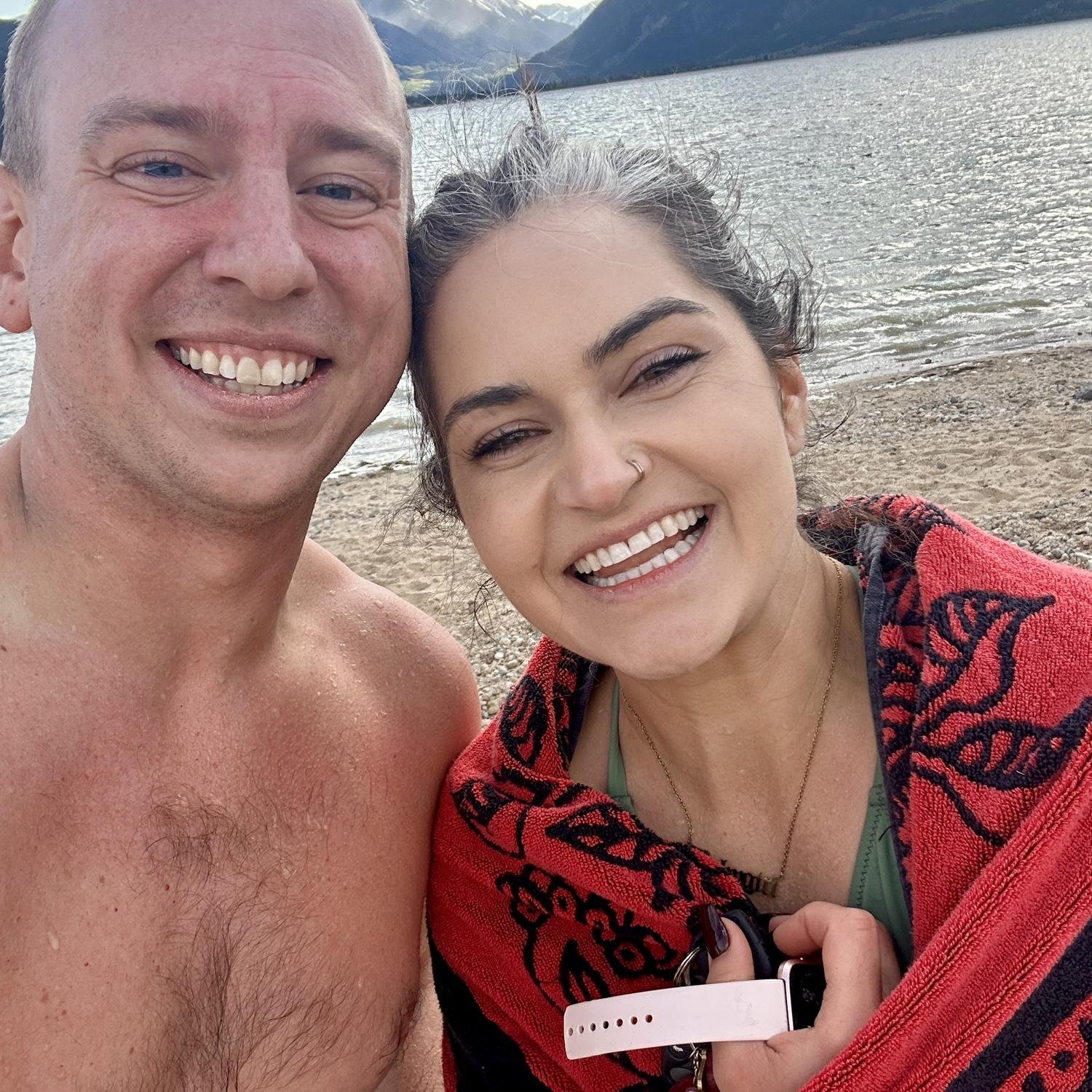 Post paddle boarding and cold plunge in Twin Lakes, CO