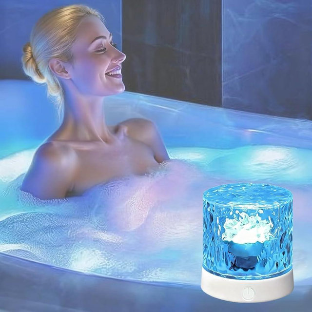 Rechargeable Shower Lights for Inside Shower-Ocean Wave Projector Light for Bathroom Bath Tub-Cordless LED Bathroom Lights 3D Water Ripple Light Ocean Lamp for Bathtub Relaxing Spa,Northern Aurora