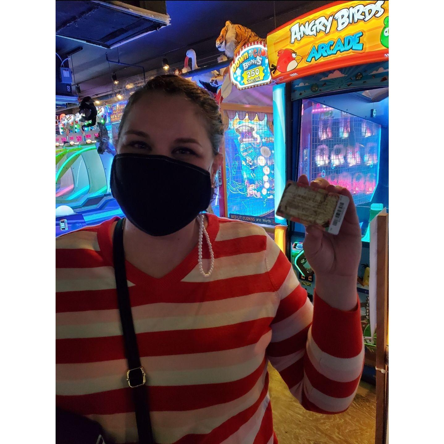 While hitting the board Ocean City, Md... $100000 later and we finally got all of the cards in the Willy Wonka set from the arcade!