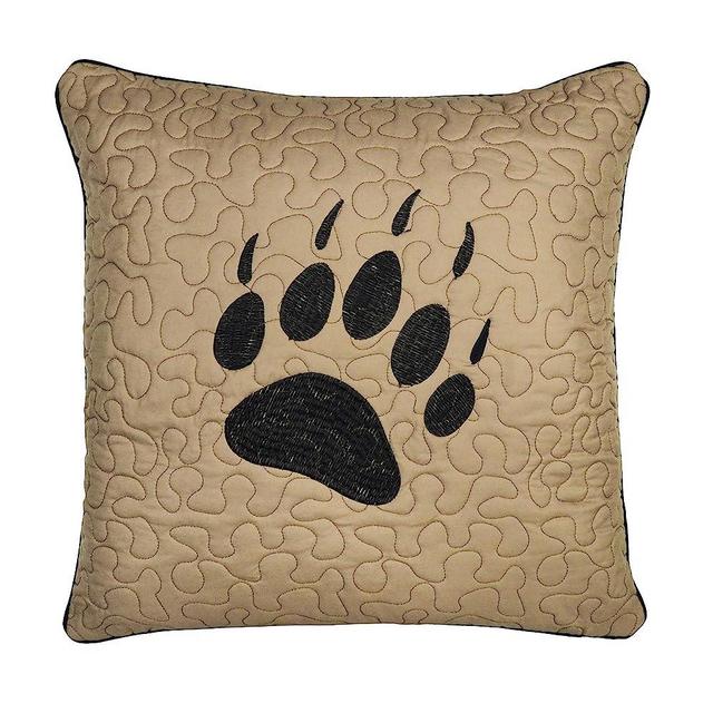 Donna Sharp Throw Pillow - Bear Walk Plaid Lodge Decorative Throw Pillow with Bear Paw Pattern - Square
