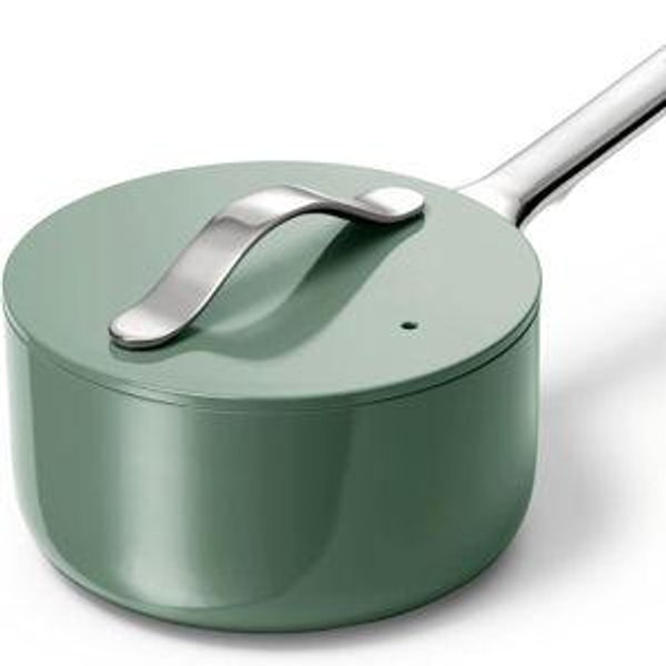 Caraway Nonstick Ceramic Sauce Pan with Lid (3 qt)- Sage
