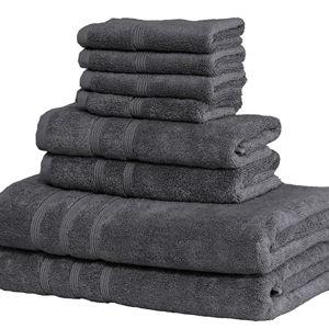 Luxury Turkish 8pc Towel Set, Charcoal