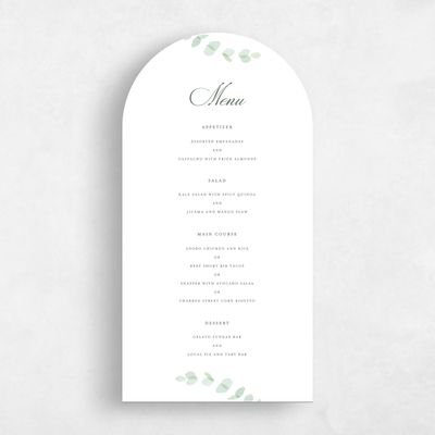 Green Arch Wedding Menu - Opalite