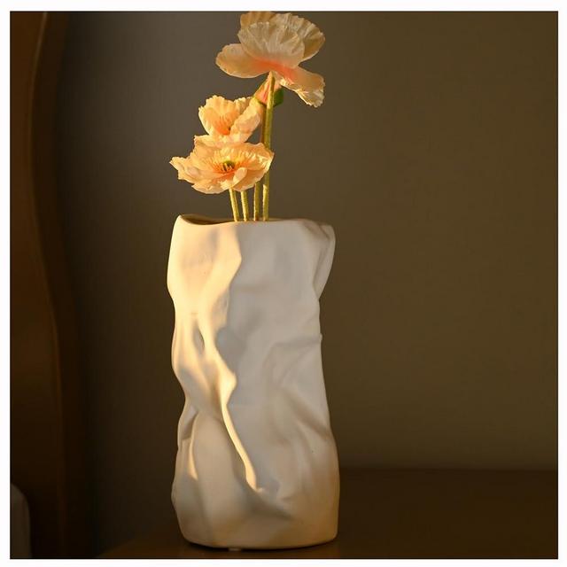 White Ceramic Vase Unique Vases, Vases Home Decor Flower Vase for Pampas Grass as Boho Deco, Vase for Lego Flowers Flower Vase for Wedding, Dinning, Bookshelf or Gift