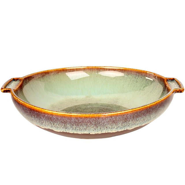 jinsongdafa Round Casserole Dish, 2.5 Qt Ceramic Au gratin Baking Dish, Baking Pan with Handles or for mixing, salad, pasta bowl, Best gift for those who love baking, Microwave, Oven safe