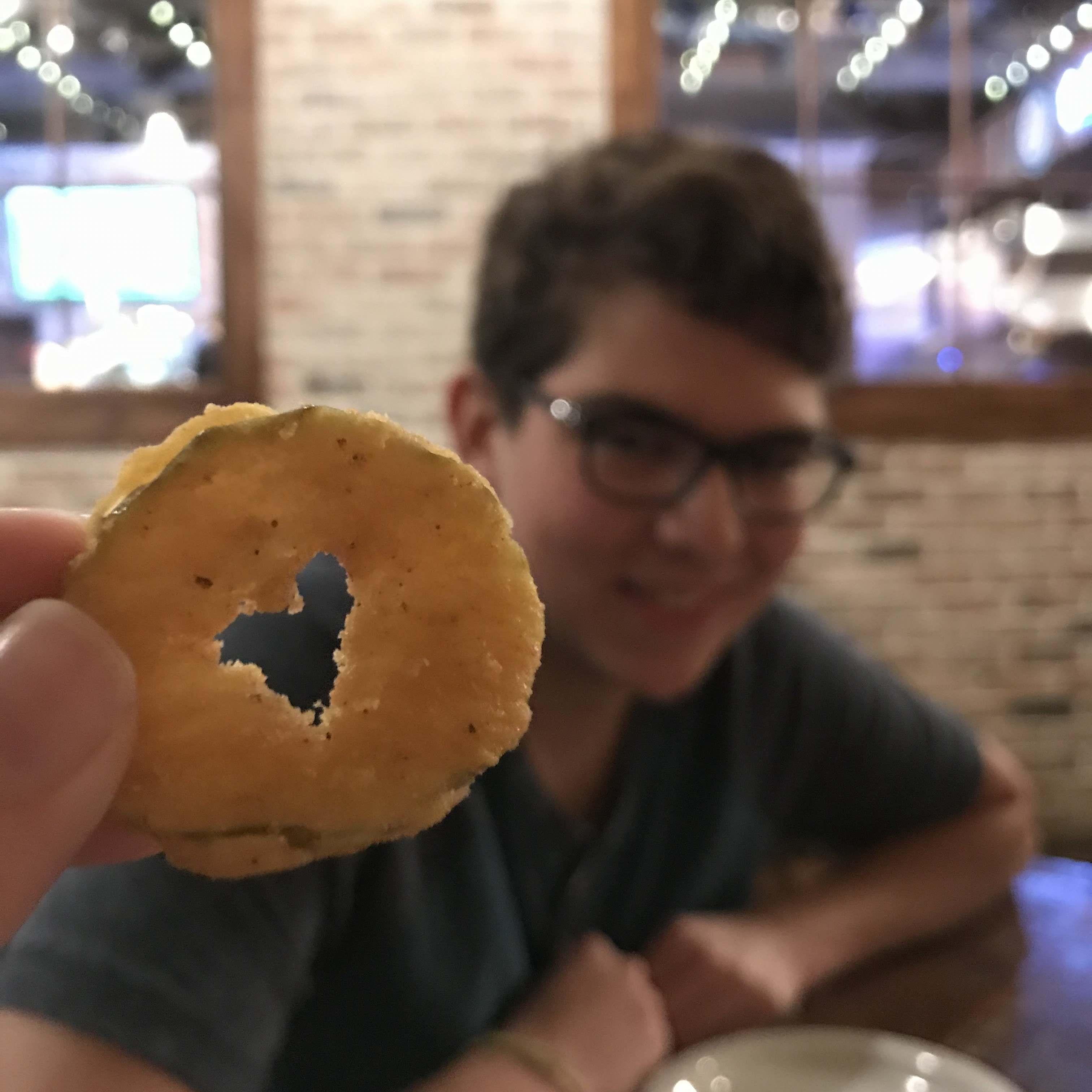 While on a date, we found this heart in our fried pickles. I had to snap a picture before we ate it!
