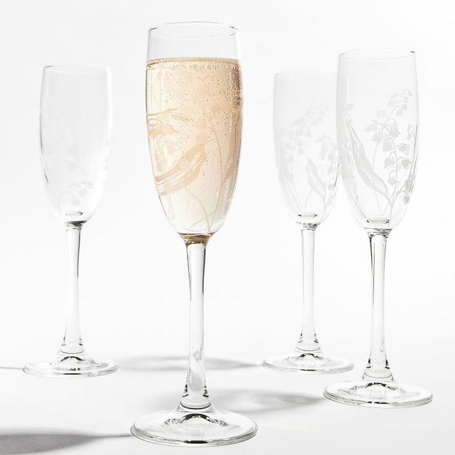 Monique Lhuillier Lily of the Valley Glass Champagne Flutes, Set of 4