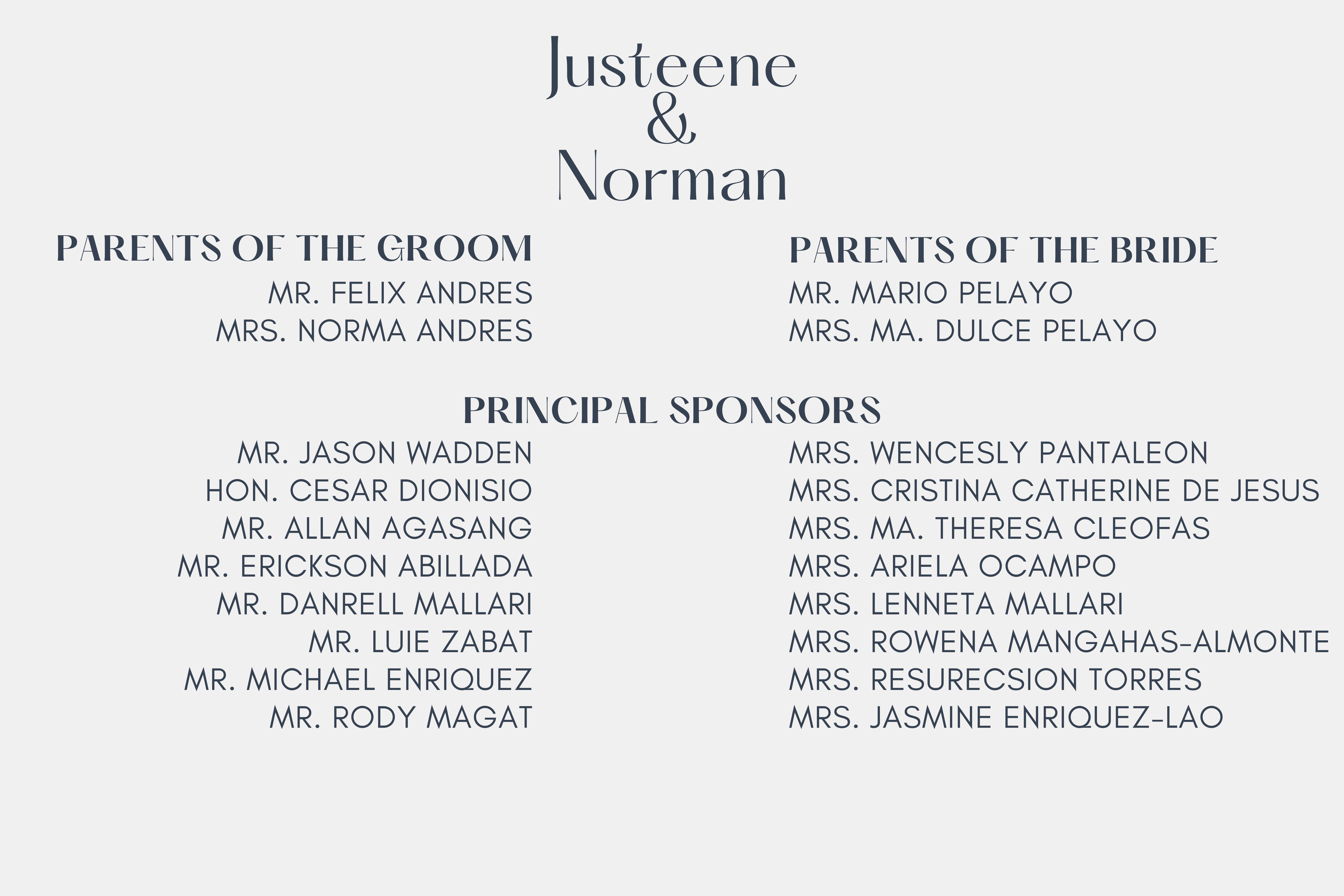 The Wedding Website of Justeene Dale Pelayo and Norman Andres