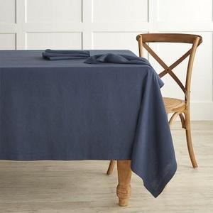 Italian Washed Linen Tablecloth, 70 X 108", Navy Blue