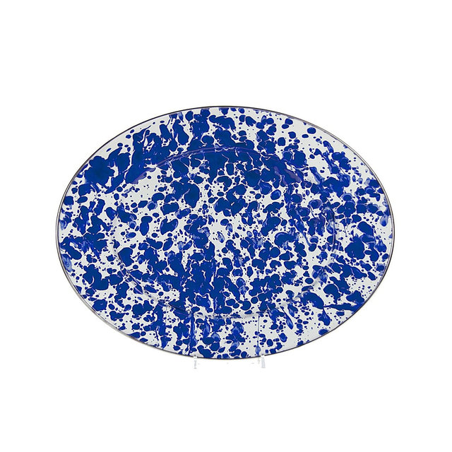 Golden Rabbit Cobalt Swirl Enamelware Collection 16" x 12" Oval Platter