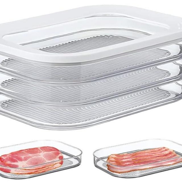 Deli Meat Container for Fridge, Bacon Lunch Meat Container for Refrigerator, Meal Prep Containers, Stackable Food Storage Boxes with Lid for Cold Cuts, Salami, Deli, Lunch Meat, BPA Free, 18.6oz