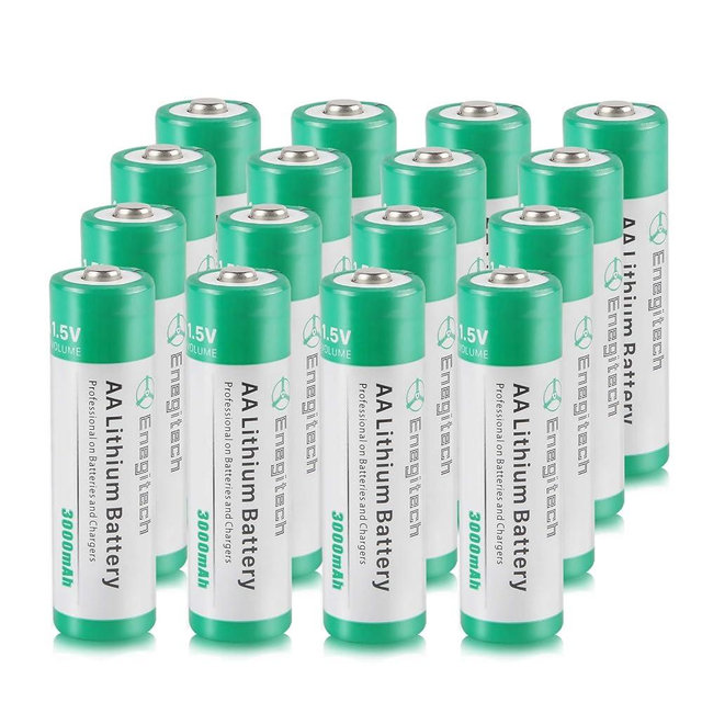 Enegitech AA Lithium Battery, 3000mAh 1.5V Double A Lithium Battery for Blink Camera, Doorbell, Smart Lock Deadbolt, Security Aralm System Non-Rechargeable 16 Pack