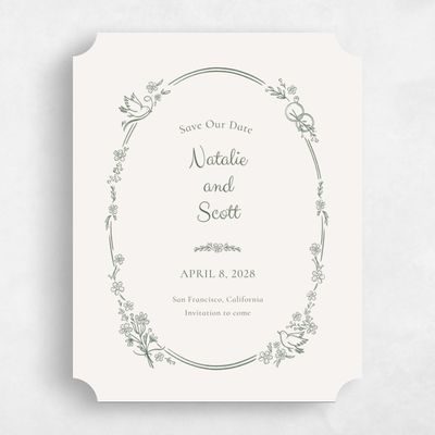 Beige Ticket Wedding Save the Date - Harper Portrait