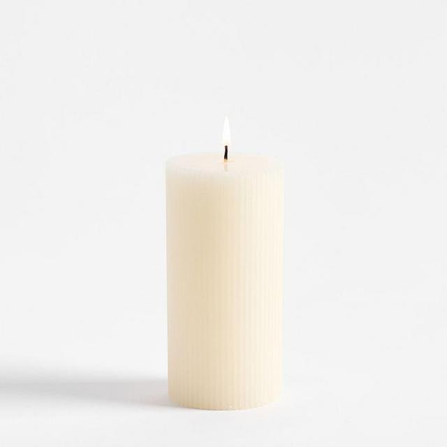 Fluted Pillar Candle: Ivory: 3X6