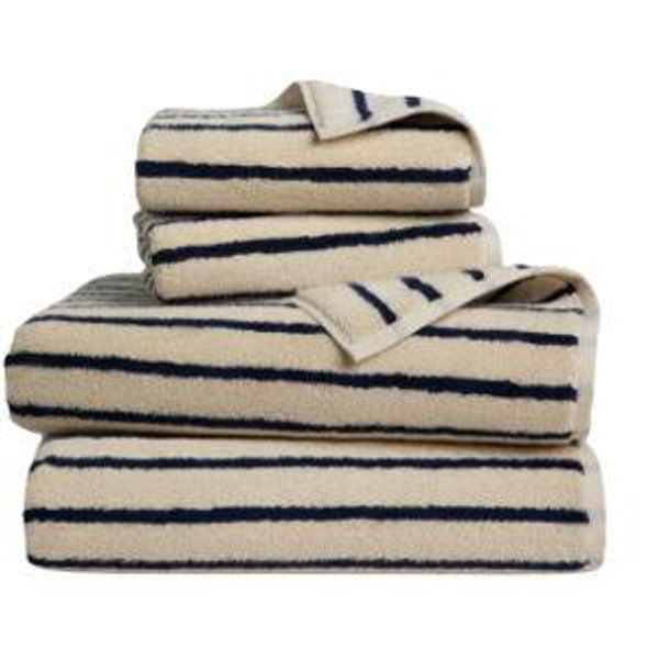Super-Plush Turkish Cotton Bath Sheet Bundle - Striped Midnight Navy