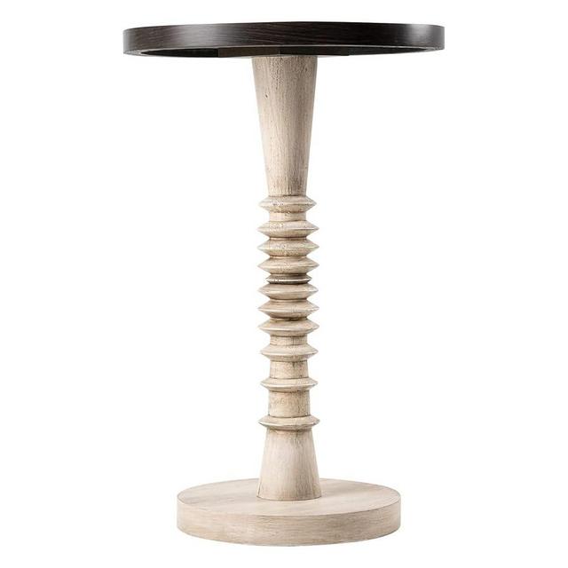 COZAYH Pedestal Small Drinking Table, Farmhouse Tray Top End Table, Distressed Finish, Black Top on Aging White Frame