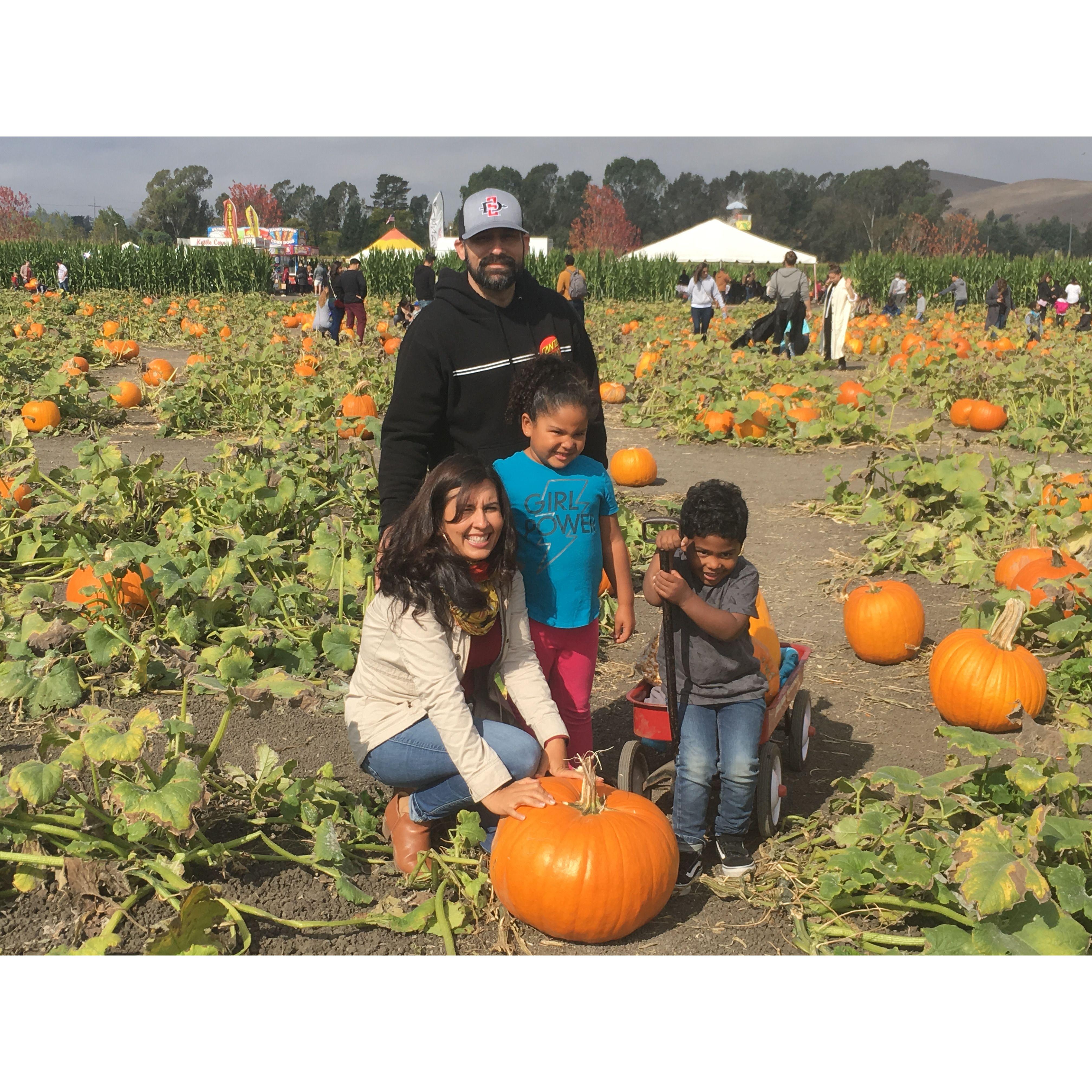 The first picture the kids ever took with Mike in Fall 2018