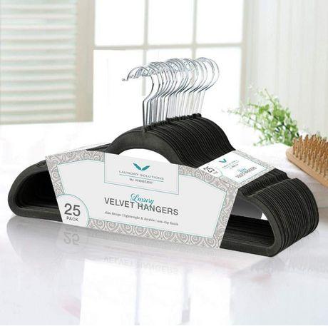 Ivory Park Luxury Black Velvet Non-Slip Hangers, 25-Pack