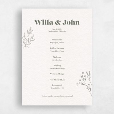 Beige Simple Wedding Program - Sylvan