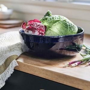 The Rowen Portuguese Stoneware Large Serving Bowl in blue