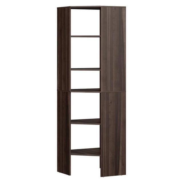 Style+ 25 in. W Modern Walnut Corner Wood Closet Tower