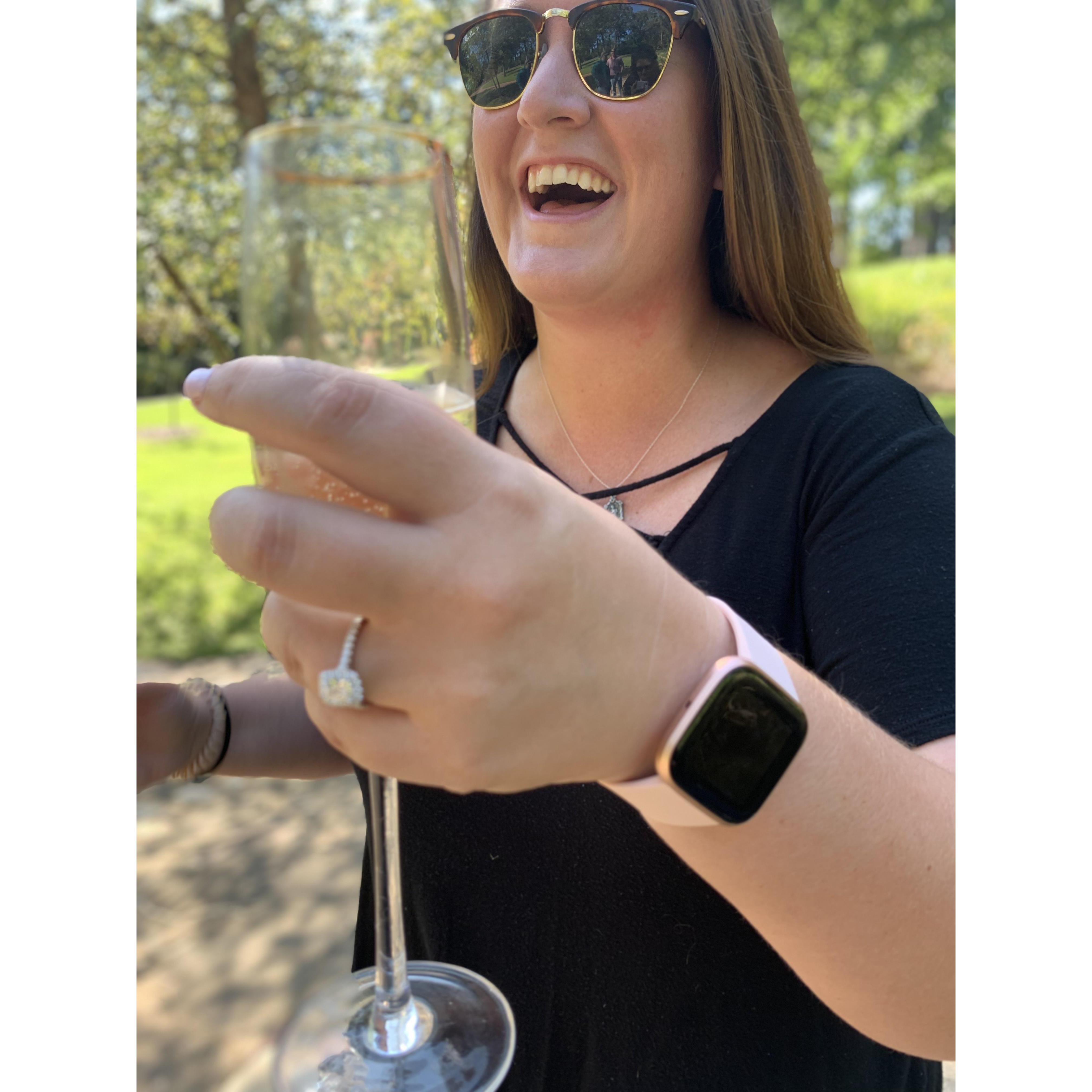 I said yes and then Kallie poured champagne as we laughed and cried!