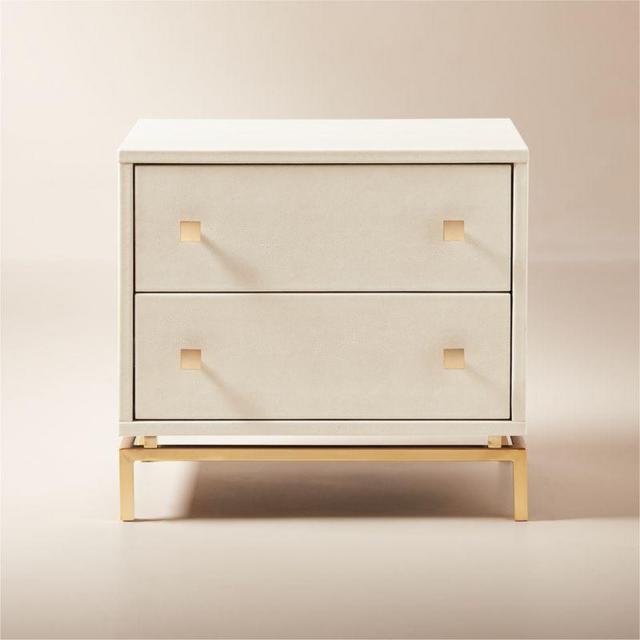 CB2 2-Drawer Ivory Shagreen Nightstand