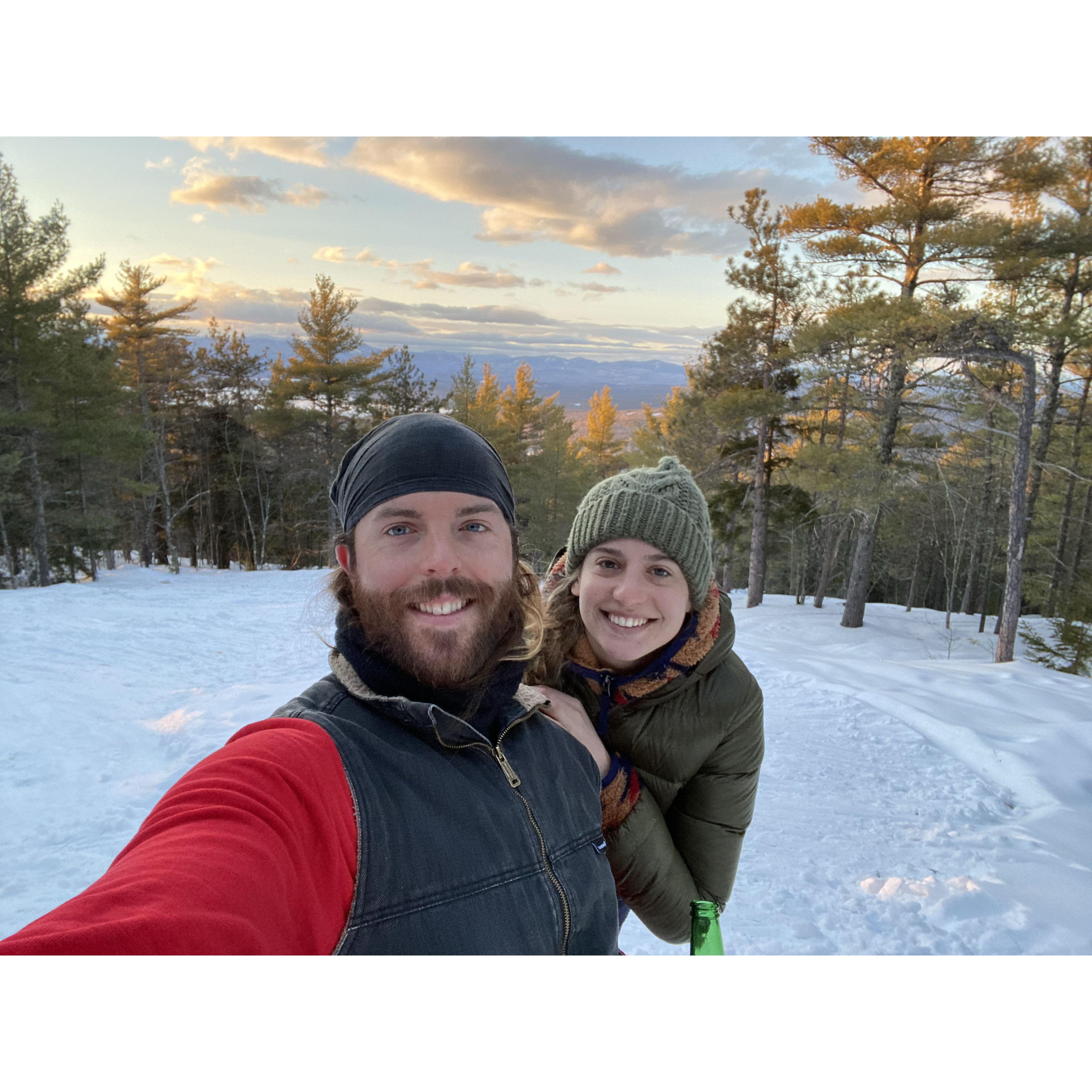 Overnight ski trip in the cabin on Mt. Pleasant. "At this time, Dev was still a, well quite frankly, an absolute shit skier. It's truly miraculous he was standing in this photo" - Dev