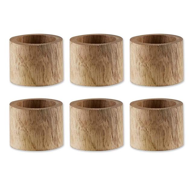 DII Basic Napkin Ring Collection Decorative Wooden, Large Set, Light Finish 6 Piece