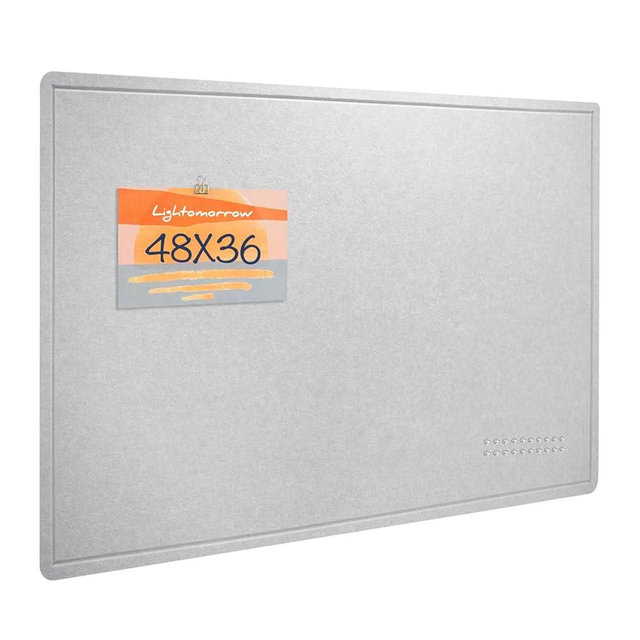 Large Bulletin Board - 48 x 36 Inches, Decorative Felt Pin Board for Wall - 4' x 3' Foldable Photo Display Board with Self-Adhesive Tape, Includes 20 Push Pins - Light Gray