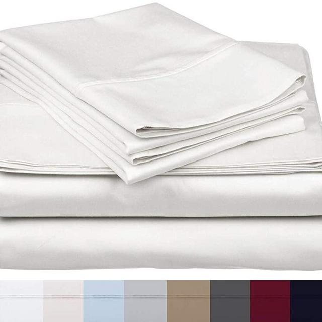 600 Thread Count 100% Long Staple Soft Egyptian Cotton SheetSet, 4 Piece Set, KING SHEETS,upto 17" Deep Pocket, Smooth & Soft Sateen Weave, Deep Pocket, Luxury Hotel Collection Bedding, WHITE
