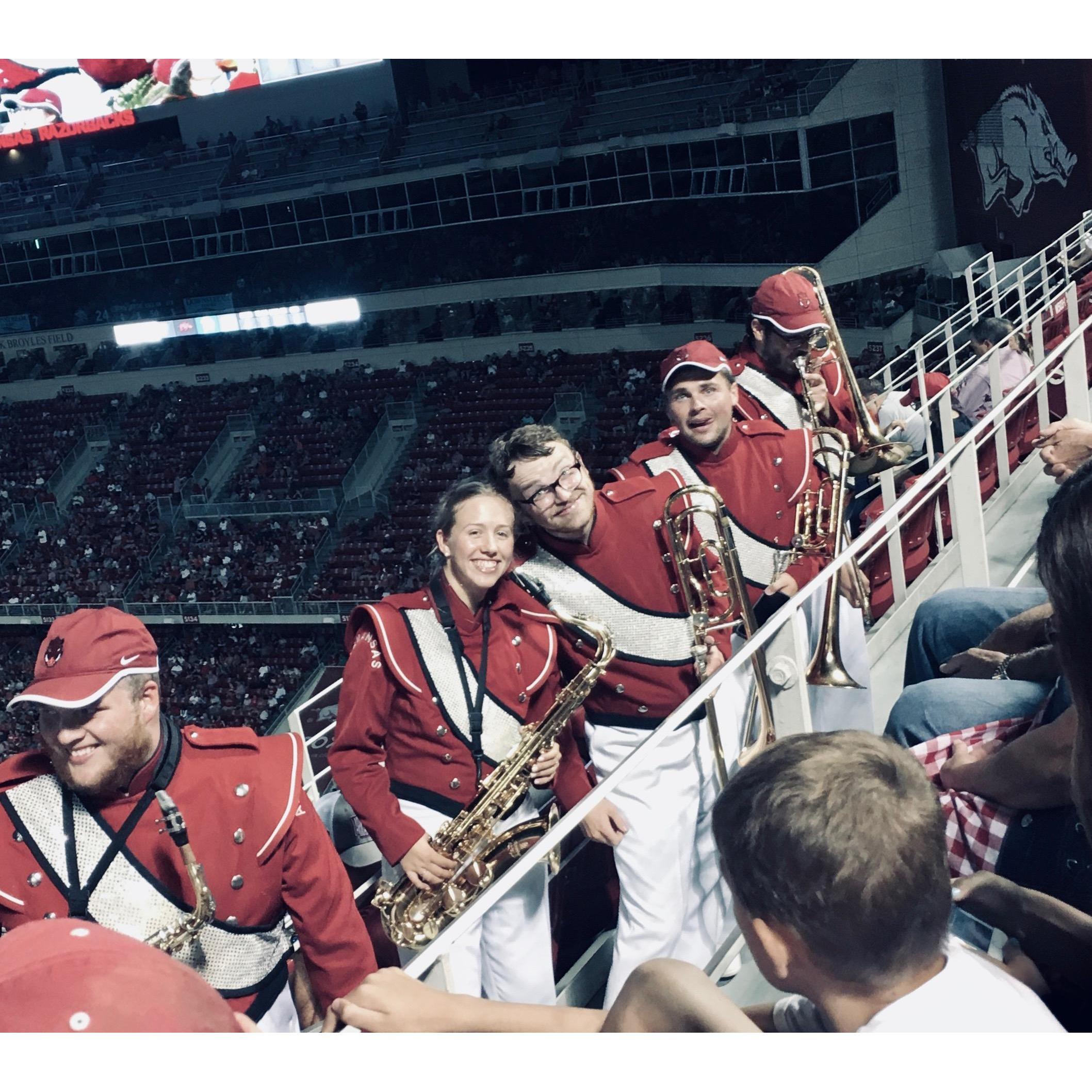 Fall 2019, doing commando band together! Some of our favorite memories took place in the Razorback Marching Band.