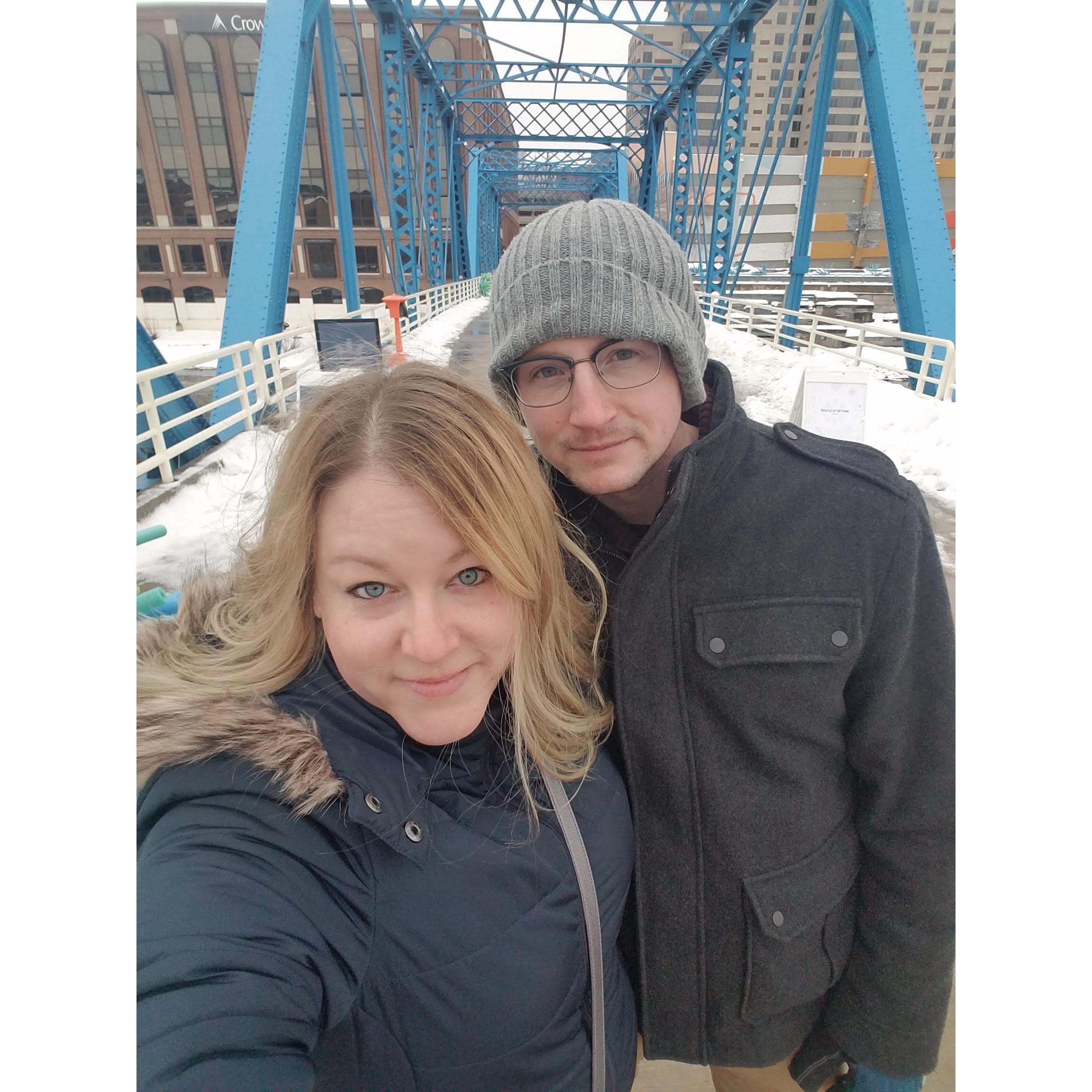 Blue bridge in Grand Rapids Feb 2021