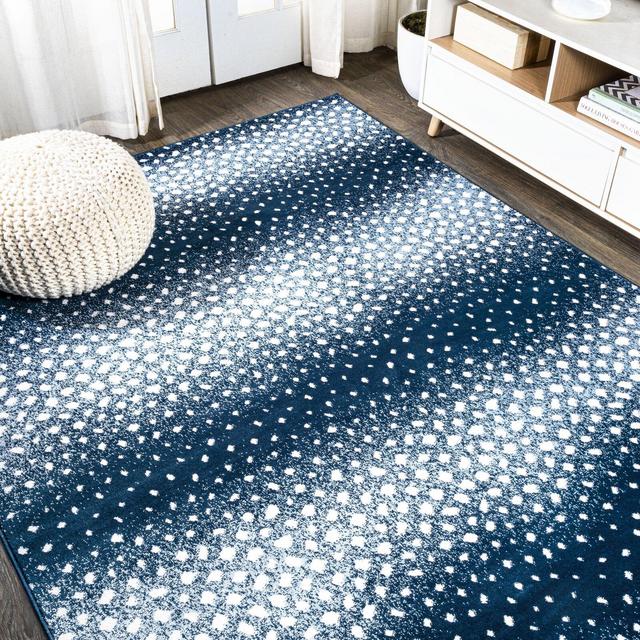 Allerie Animal Print Navy/Cream Area Rug
