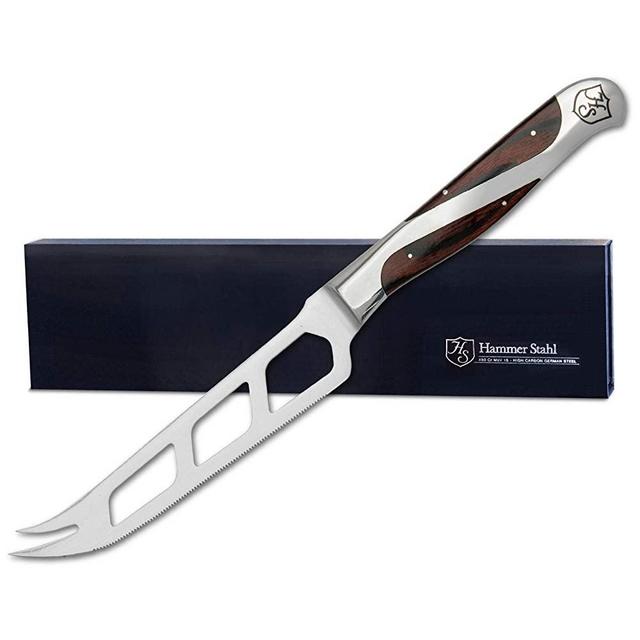 Hammer Stahl 5-Inch Cheese and Tomato Knife - Finely Serrated German Forged Stainless Steel Blade - Durable Quad-Tang Pakkawood Handle