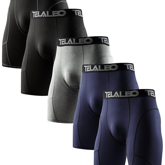 TELALEO 6 or 5 Pack Compression Shorts for Men Spandex Sport Shorts Athletic Workout Running Performance Baselayer Underwear