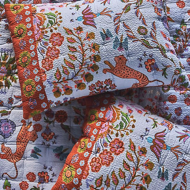The Printed Textured Cotton Pillow Shams, Set of 2