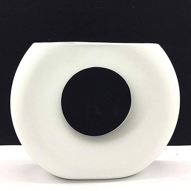 Anding White Ceramic Vase - Matte Design - Round Modern Vase Ideal Gift Vase for Friends, Family, Wedding, Table Vase, Perfect Home Decor Vase (LY416-E)
