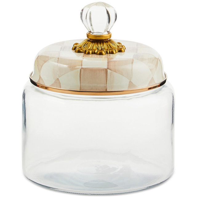 Mackenzie-Childs Mocha Check Small Kitchen Canister