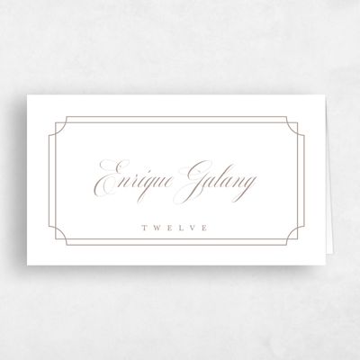 Rich Taupe, Brown Wedding Place Card - Newport