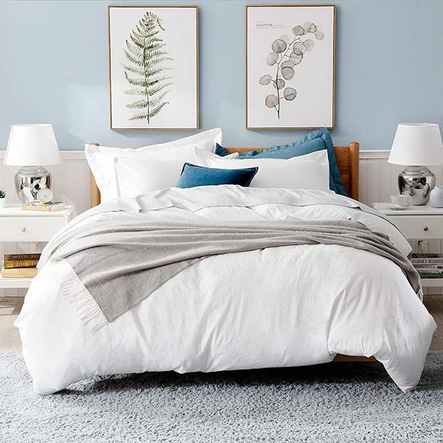 Bedsure Duvet Covers Full Size White, Ultra Soft Washed Microfiber Comforter Cover Sets 3 Pieces with Zipper Closure (1 Duvet Cover 80x90 inches + 2 Pillow Shams)