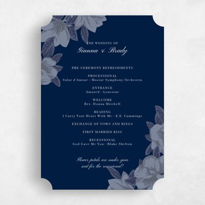 Blue Ticket Wedding Program - Indigo