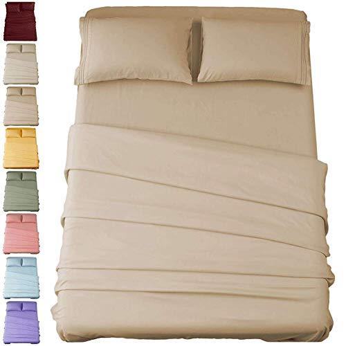SONORO KATE Bed Sheet Set Super Soft Microfiber 1800 Thread Count Luxury Egyptian Sheets 16-Inch Deep Pocket，Wrinkle and Hypoallergenic-4 Piece (Taupe, King)