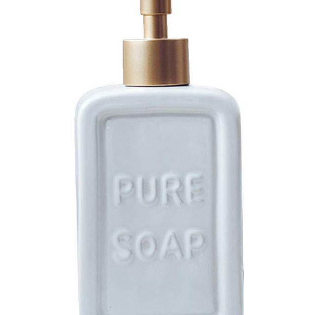 Ceramics Retro Soap Dispenser Soap Bottle Lotion Bottle with Pump White