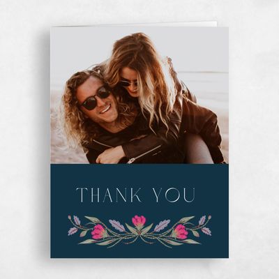 Deepest Teal, Blue Wedding Thank You - Jardin Photo